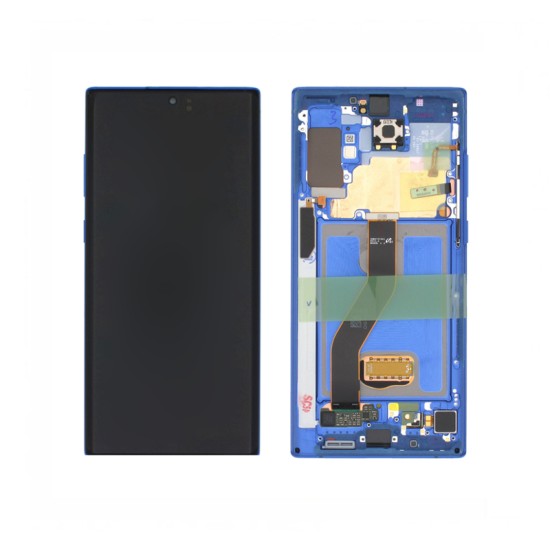 Touch+Display com Frame Samsung Galaxy Note 10 Plus 2019/N975F/N976 6,8" Service Pack (GH82-20900D/20838D) Azul Aura